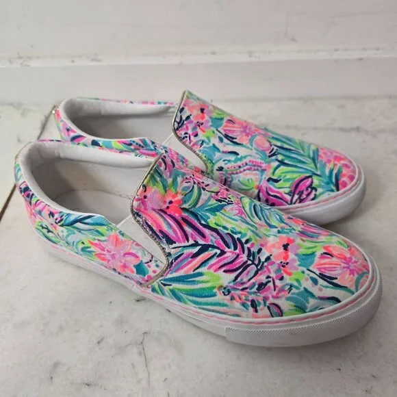 Lilly Pulitzer Size 7  Julie Slip-On Canvas Sneakers Multi Floral Cabana - Picture 3 of 12